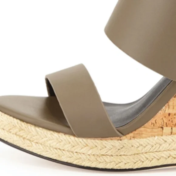 Charles David Oriel Jute Trimmed Leather Cork Wedge Sandals - 8 - Picture 3 of 13